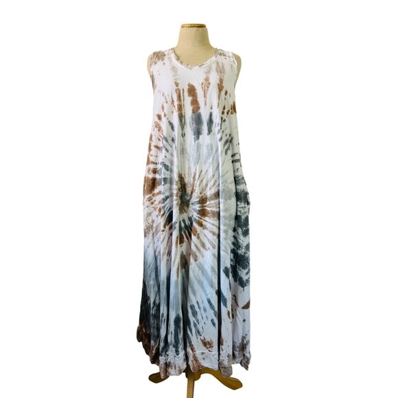 Tempo Paris Tie-Dye Sleeveless Maxi Dress With Pockets - Picture 1 of 11